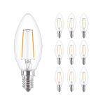 Lot 10x Philips Corepro LED Bougie E14 Filament Claire 2W 250lm - 827 Blanc Très Chaud | Équivalent 25W